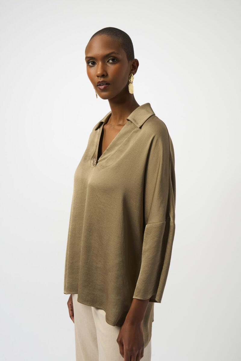 Joseph Ribkoff bloes java satin look - Afbeelding 2
