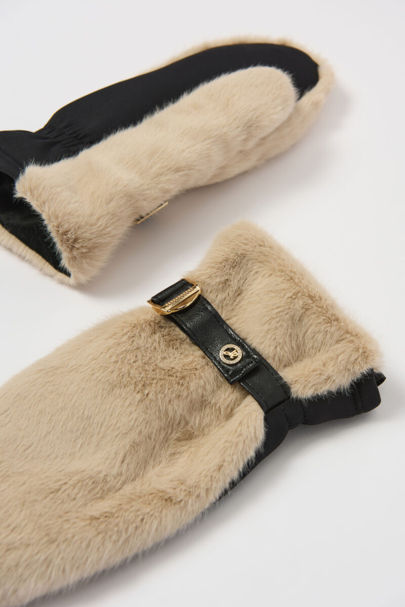 Joseph Ribkoff faux fur mittens beige 253977