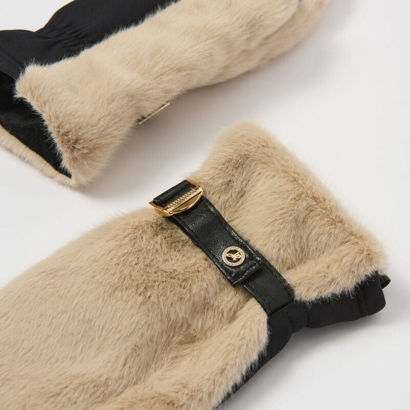 Joseph Ribkoff faux fur mittens beige 253977
