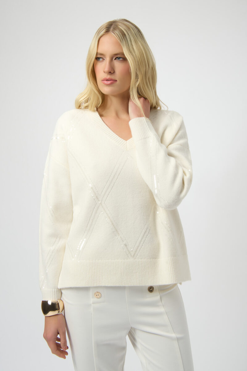 Joseph ribkoff pull lovertjes ecru