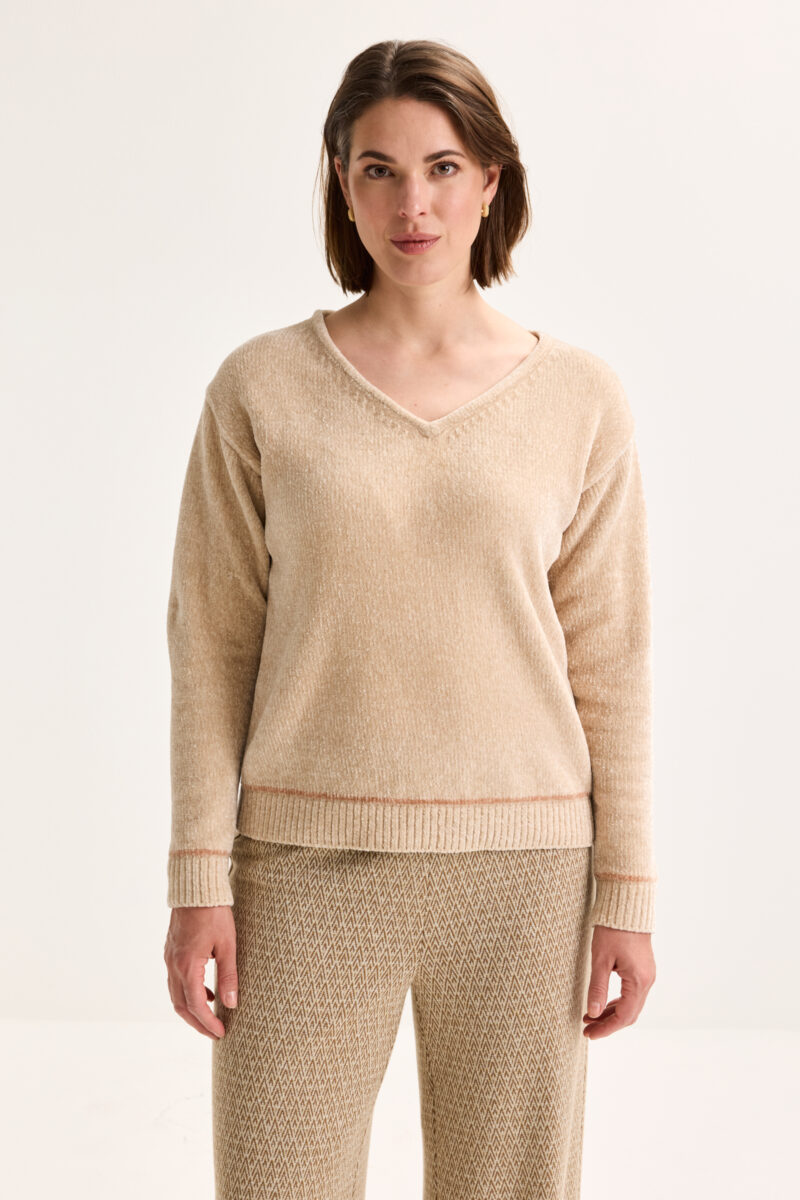 Mayerline V-hals trui in chenille met lurex