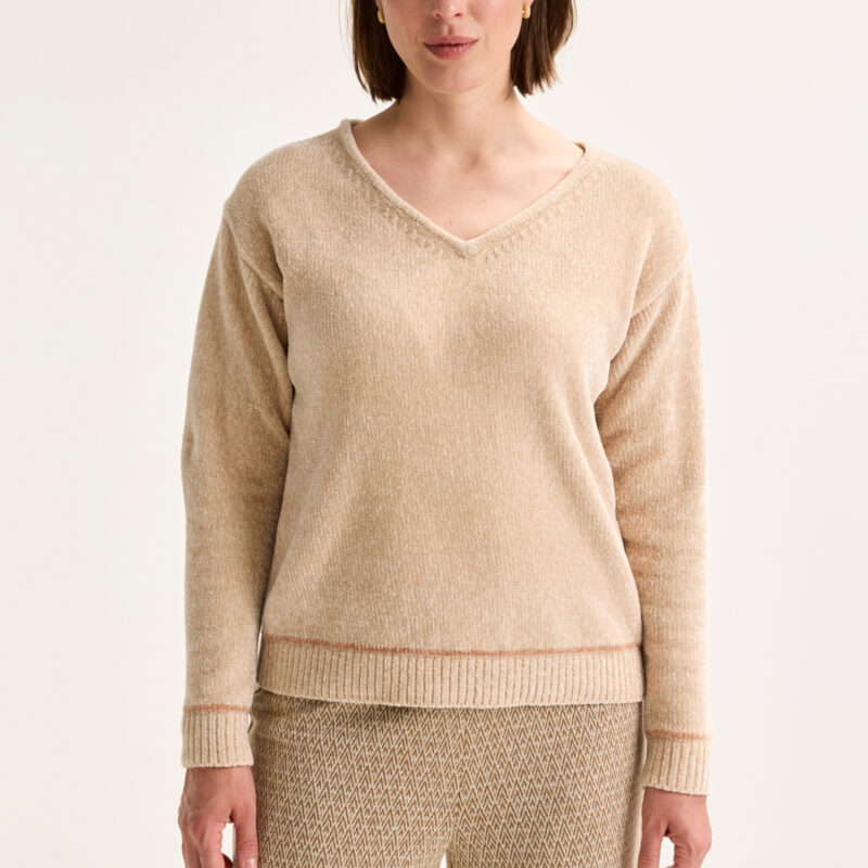 Mayerline V-hals trui in chenille met lurex