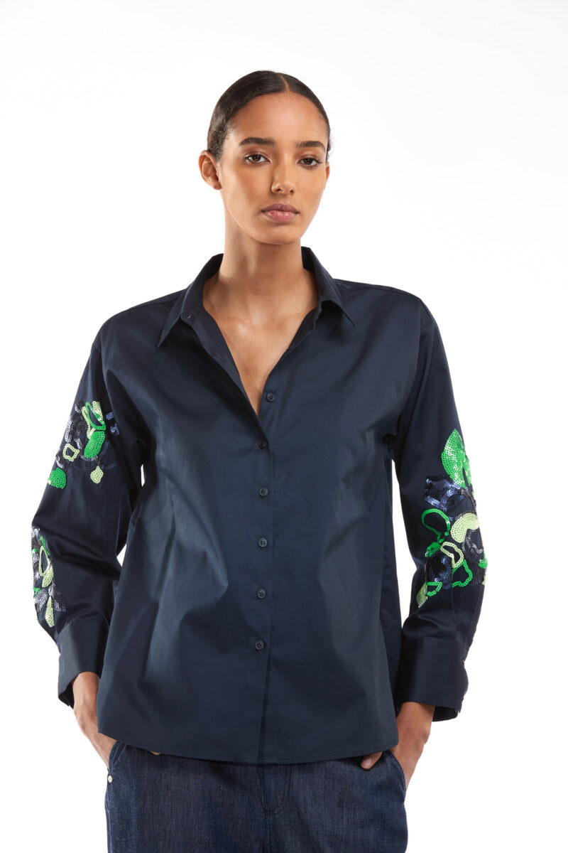 Atmos bloes blauw, fluo mouwen