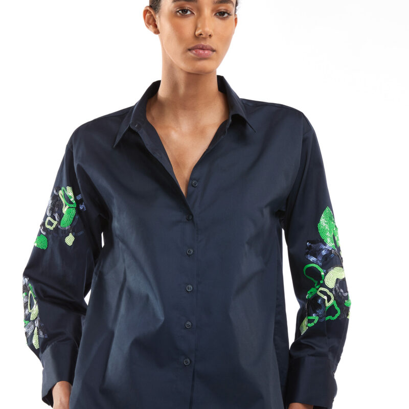 Atmos bloes blauw, fluo mouwen