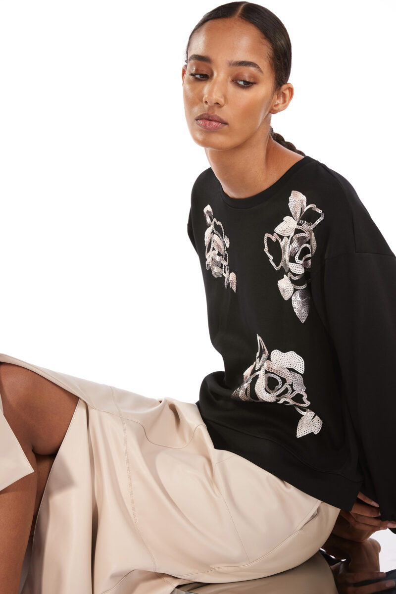 Atmos sweater zwart little flower lovertjes