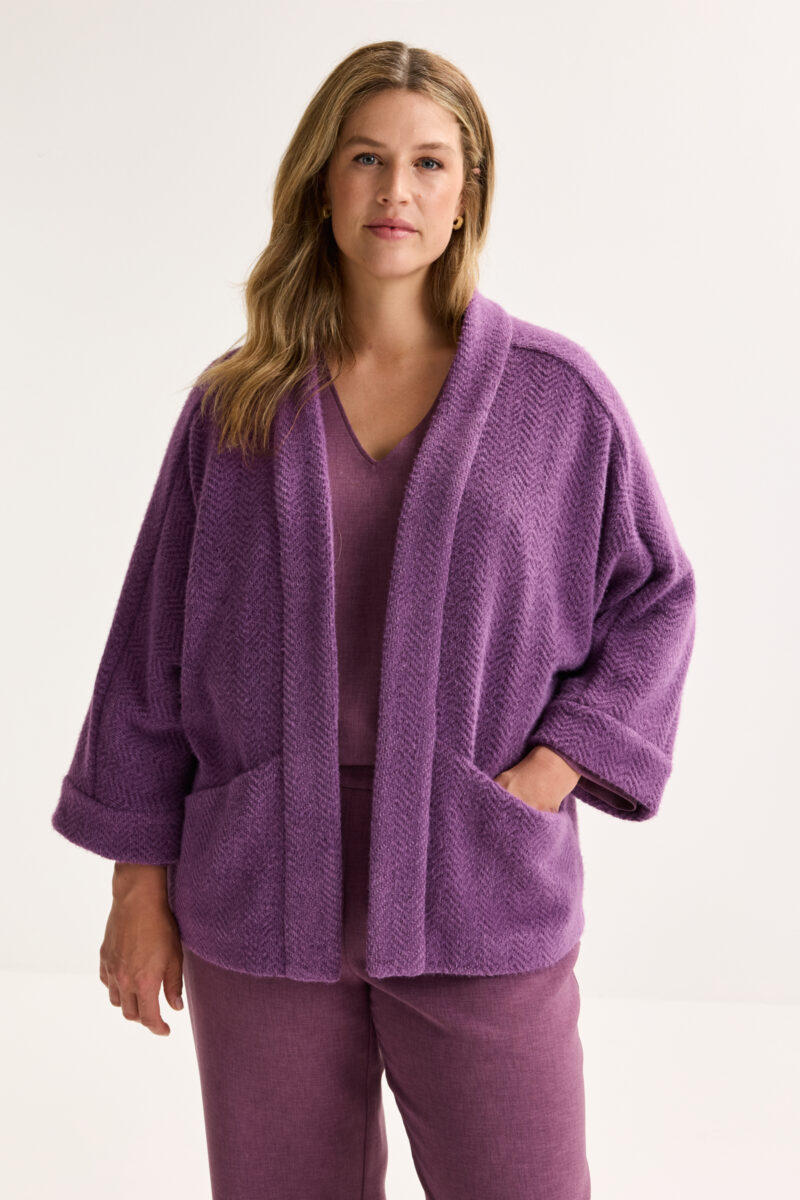 Mayerline Vleermuisjasje in chenille met visgraatjacquard mauve