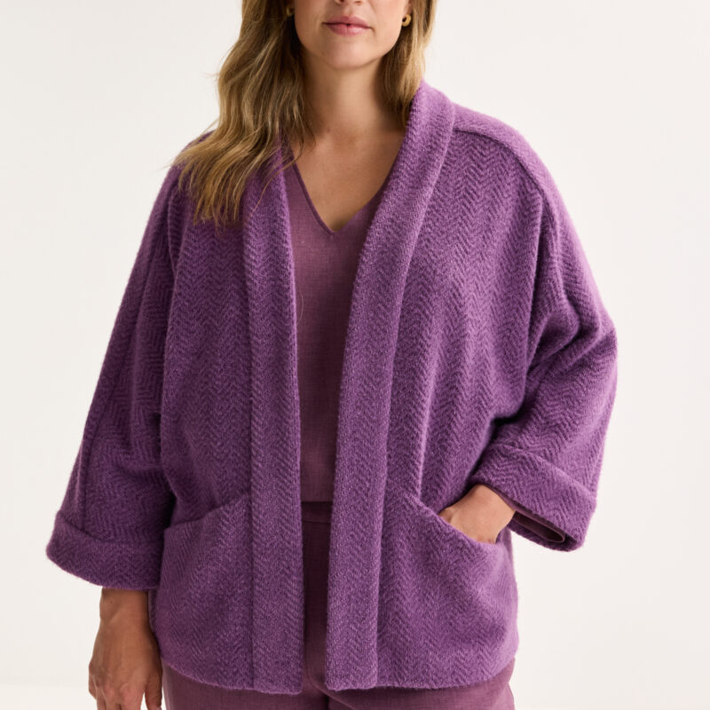 Mayerline Vleermuisjasje in chenille met visgraatjacquard mauve