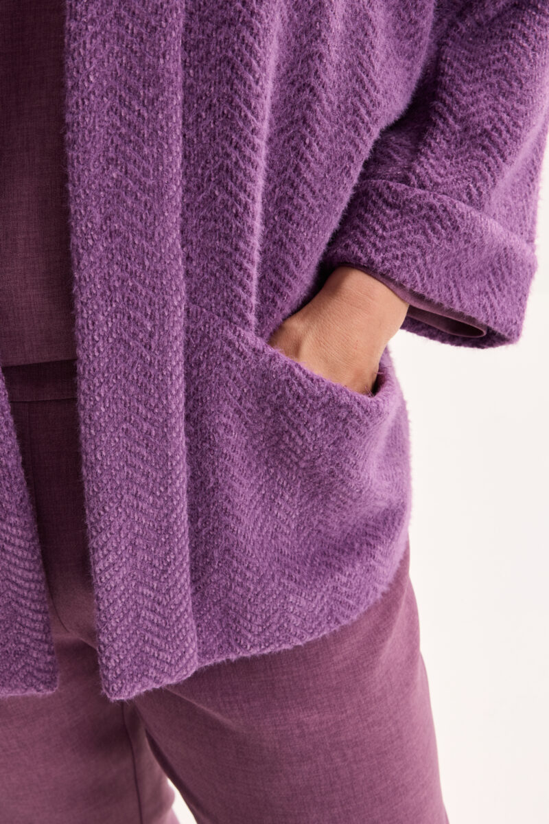Mayerline Vleermuisjasje in chenille met visgraatjacquard mauve - Afbeelding 3