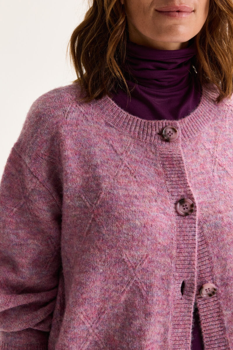 Mayerline Cardigan in mêléejacquard met mohair mauve - Afbeelding 4