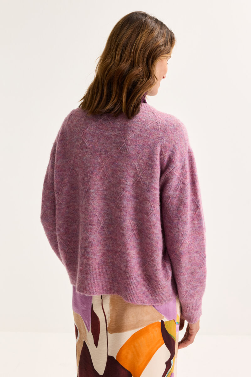 Mayerline Cardigan in mêléejacquard met mohair mauve - Afbeelding 3