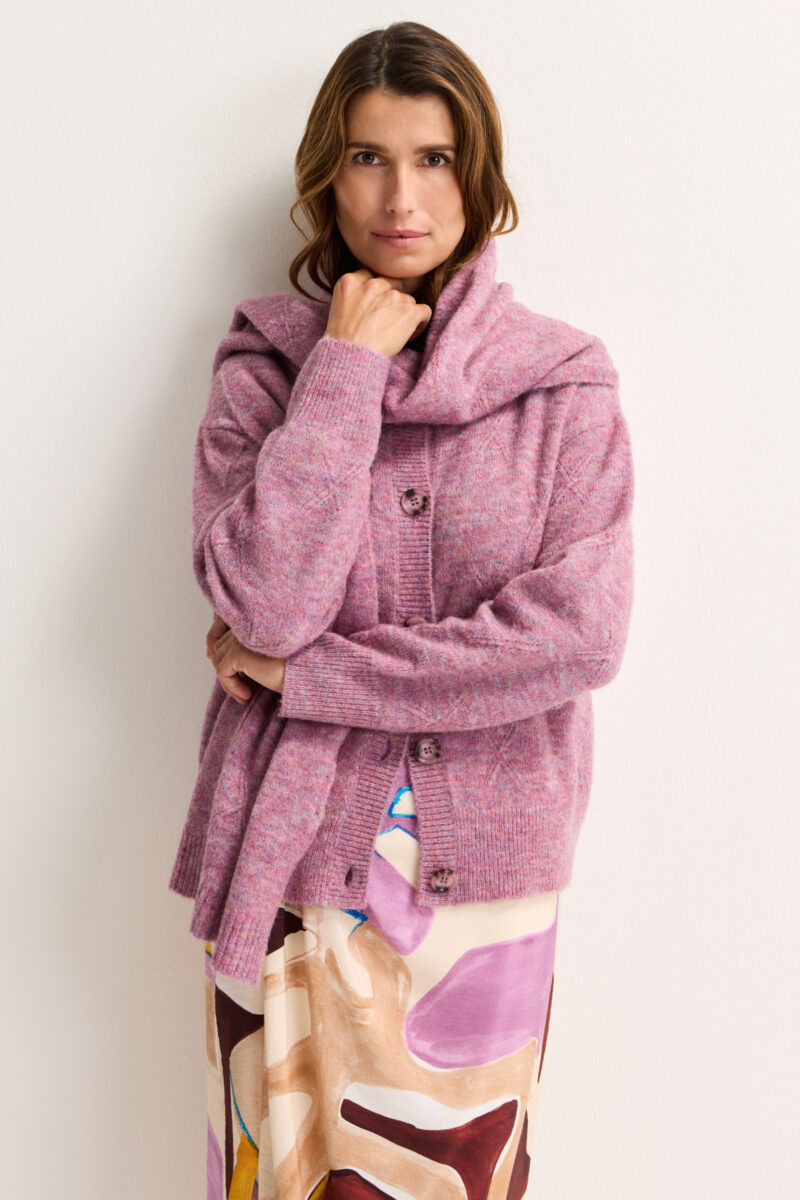 Mayerline Cardigan in mêléejacquard met mohair mauve
