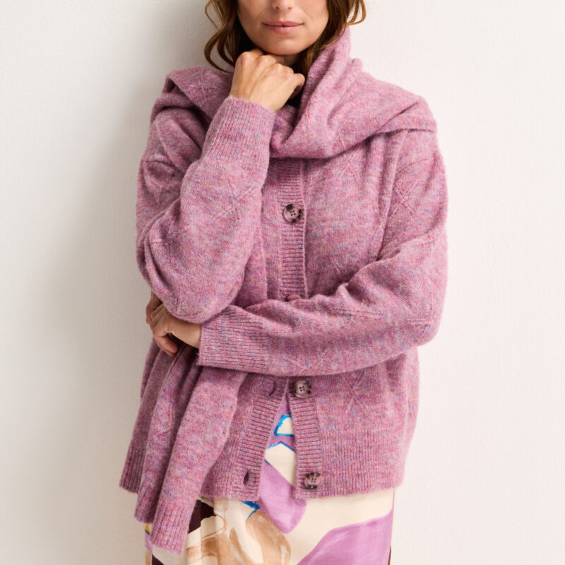 Mayerline Cardigan in mêléejacquard met mohair mauve