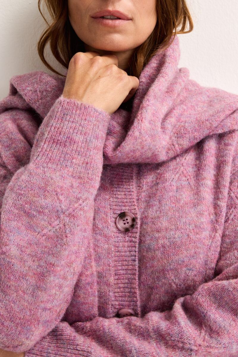 Mayerline Cardigan in mêléejacquard met mohair mauve - Afbeelding 2