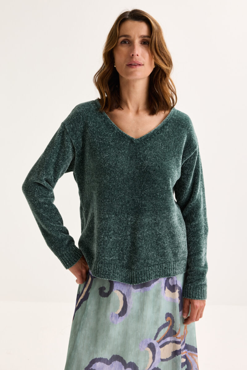 Mayerline V-hals trui in chenille met lurex