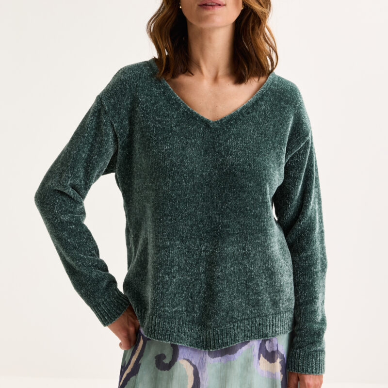 Mayerline V-hals trui in chenille met lurex