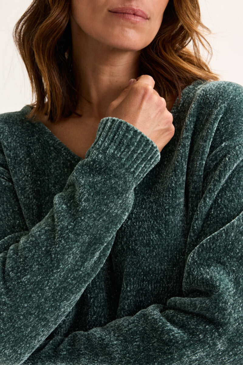 Mayerline V-hals trui in chenille met lurex - Afbeelding 4