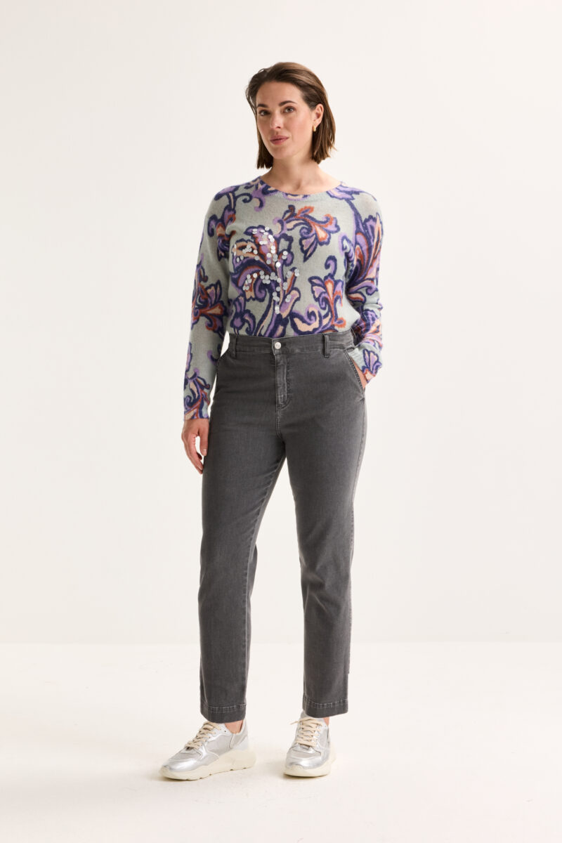 Mayerline Mohairtrui met barokke print en ronde hals - Afbeelding 5