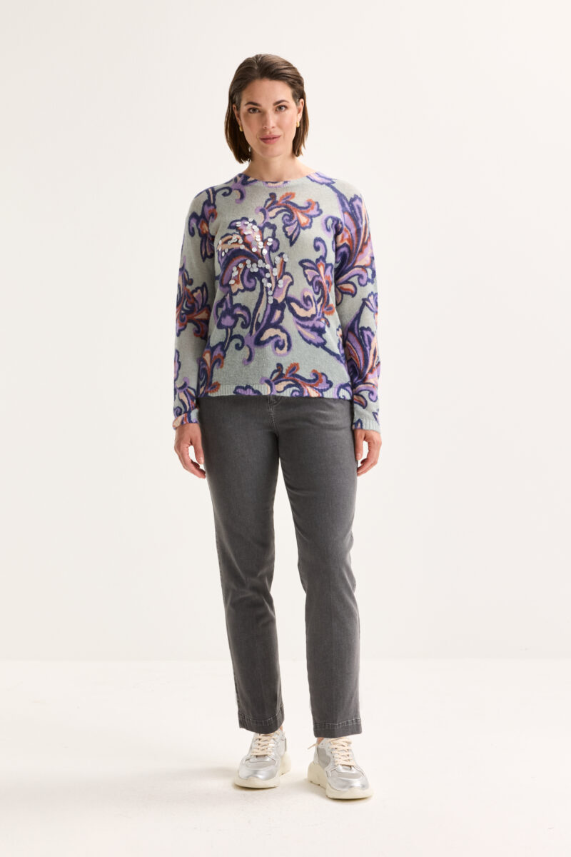 Mayerline Mohairtrui met barokke print en ronde hals - Afbeelding 4