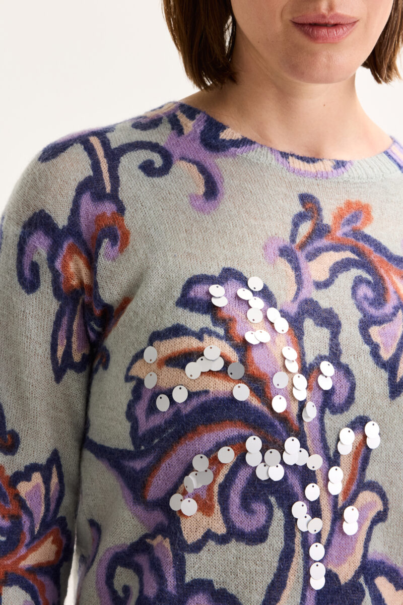 Mayerline Mohairtrui met barokke print en ronde hals - Afbeelding 2