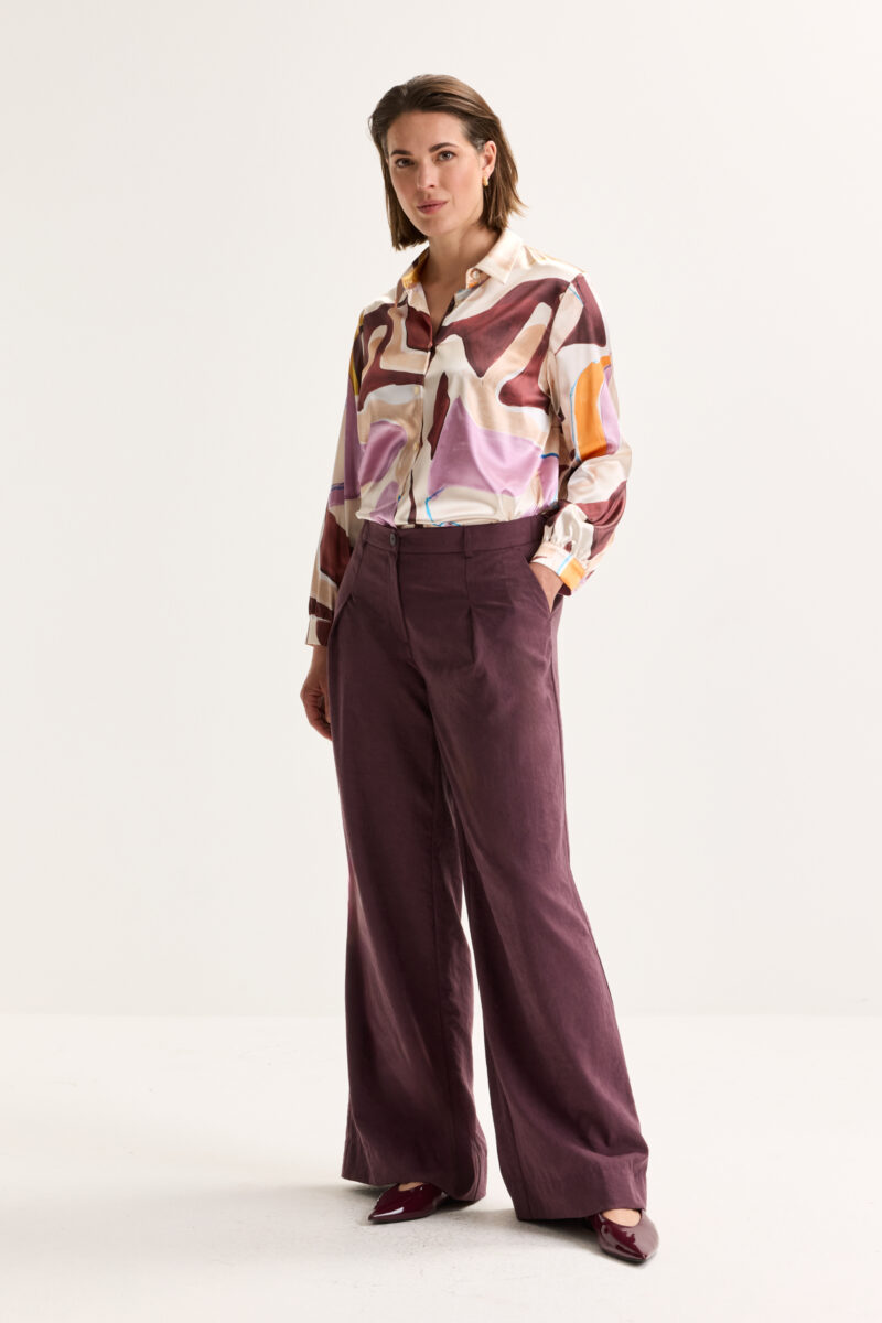 Mayerline Hemdblouse in elastisch satijn met aquarelprint - Afbeelding 4