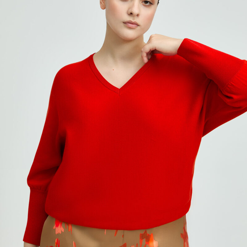 Xandres Zachte trui met V-hals rood