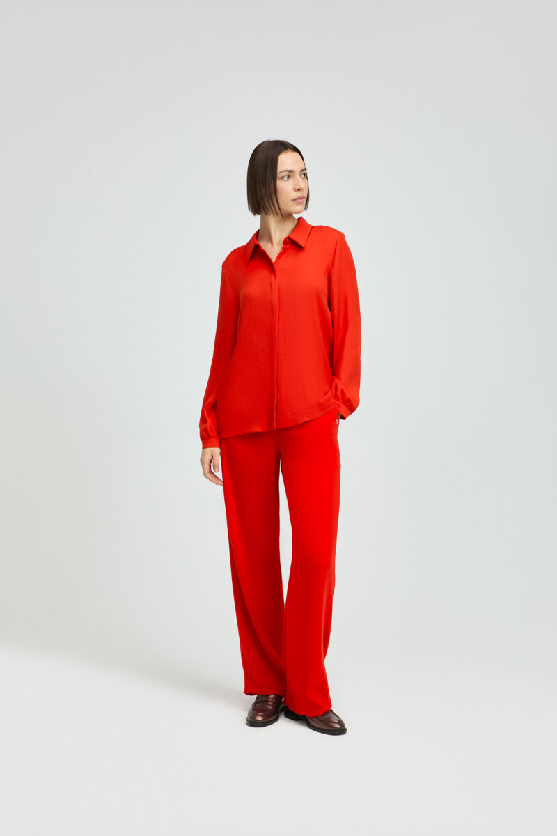 Xandres Elegante blouse met hemdkraag rood - Afbeelding 4