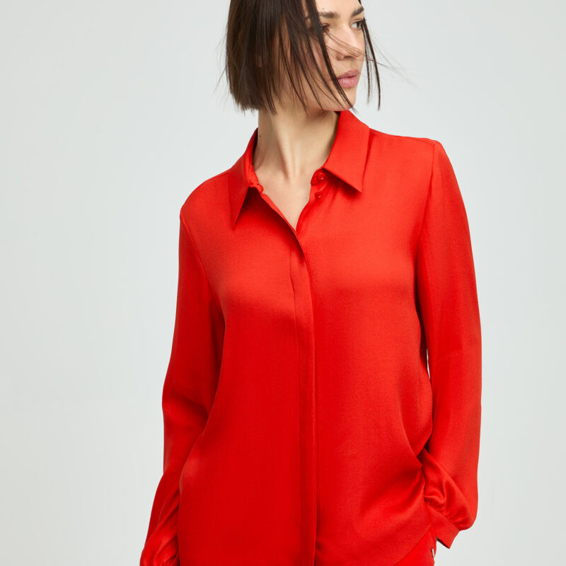Xandres Elegante blouse met hemdkraag rood