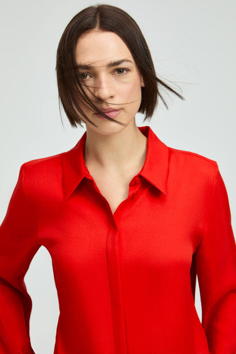 Xandres Elegante blouse met hemdkraag rood - Afbeelding 2