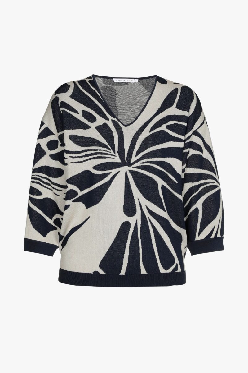Xandres Jacquard trui met V-hals