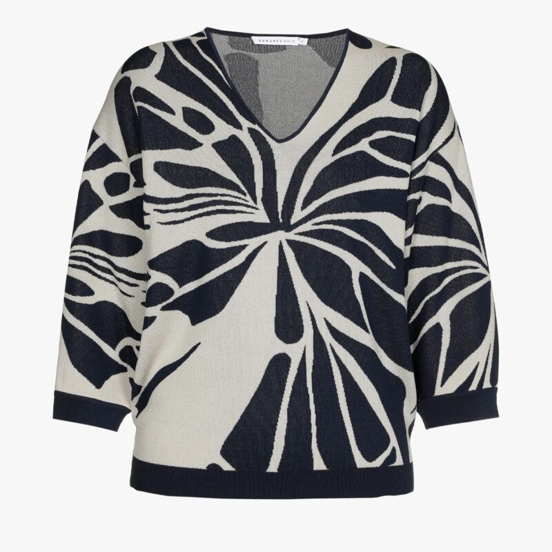 Xandres Jacquard trui met V-hals