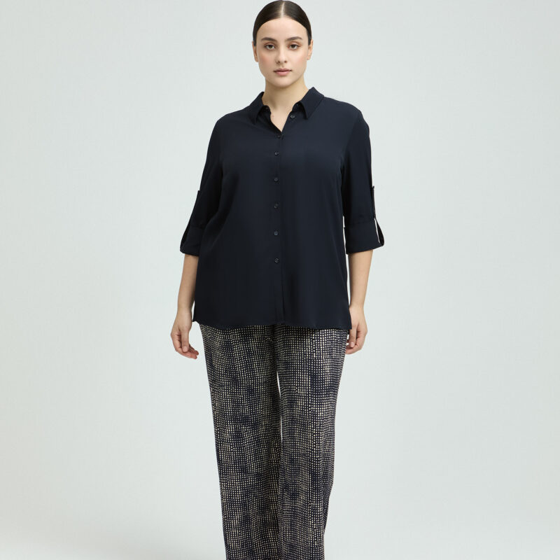 Xandres Broek met speels motief blauw/ecru