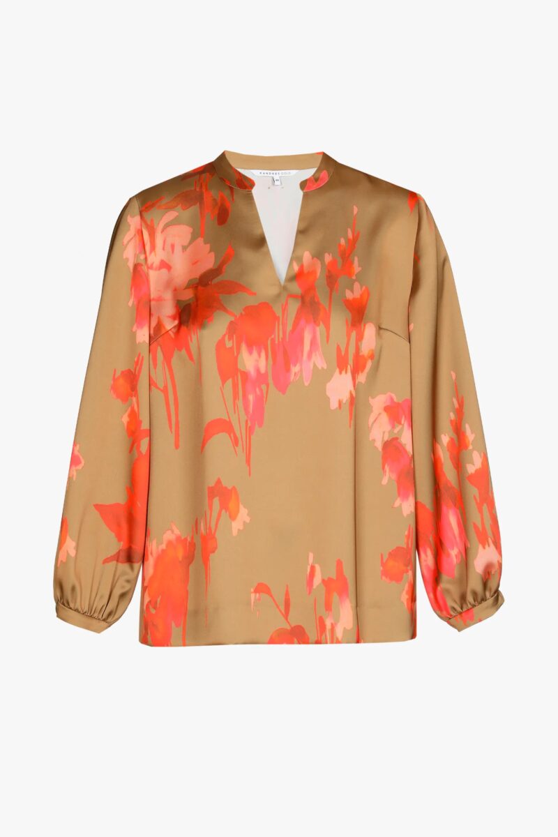 Xandres Blouse met satijnlook cognac