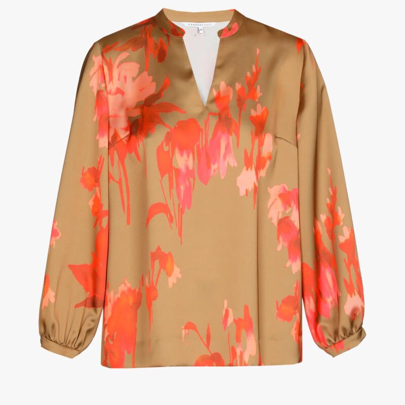Xandres Blouse met satijnlook cognac