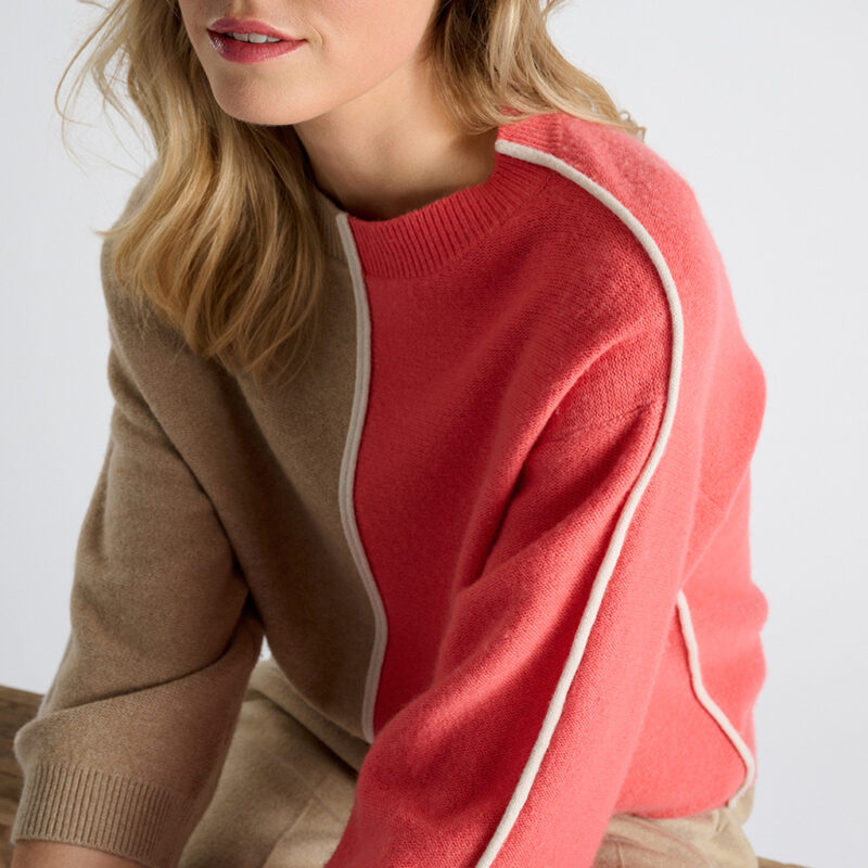 Marie Mero pull koraal+walnut - Afbeelding 2