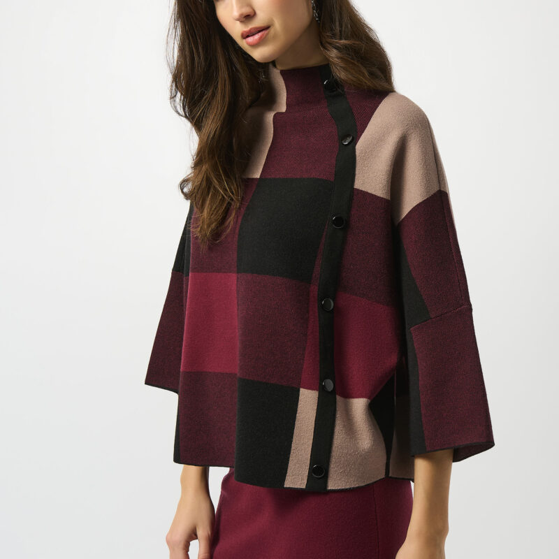 Joseph Ribkoff pull geruit bordeaux