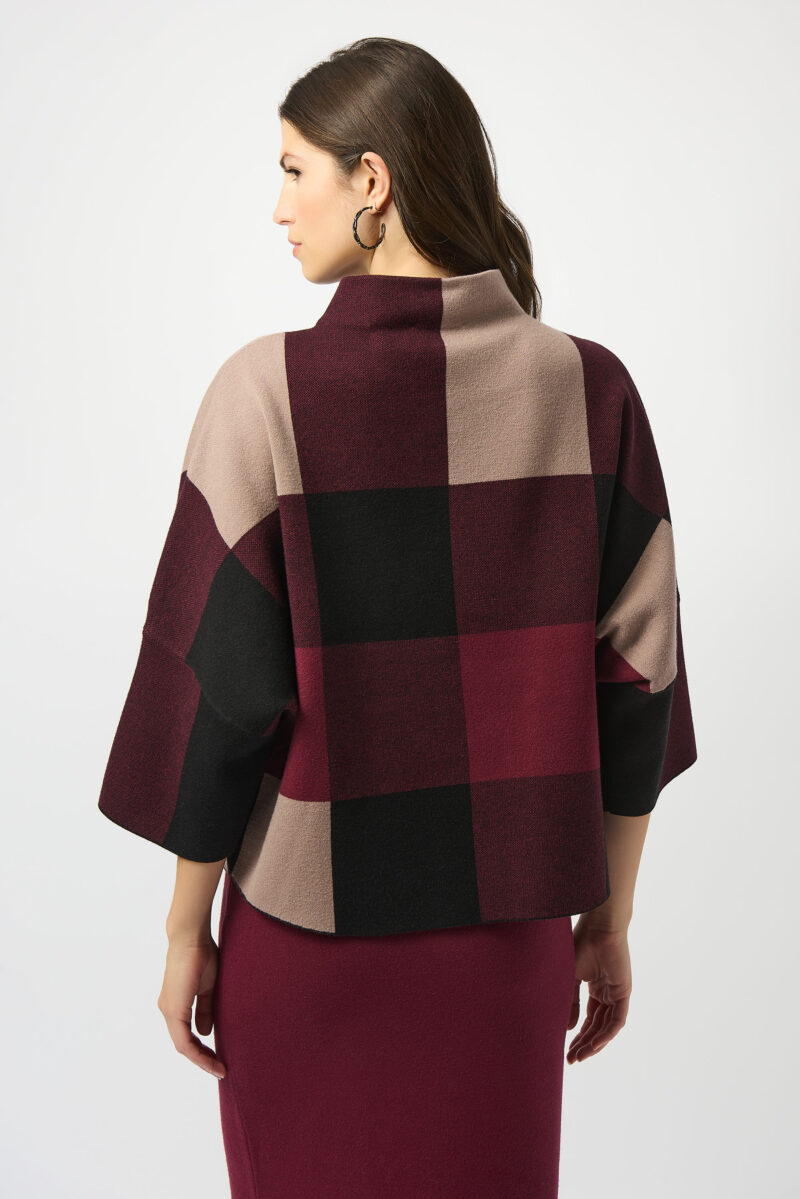 Joseph Ribkoff pull geruit bordeaux - Afbeelding 3