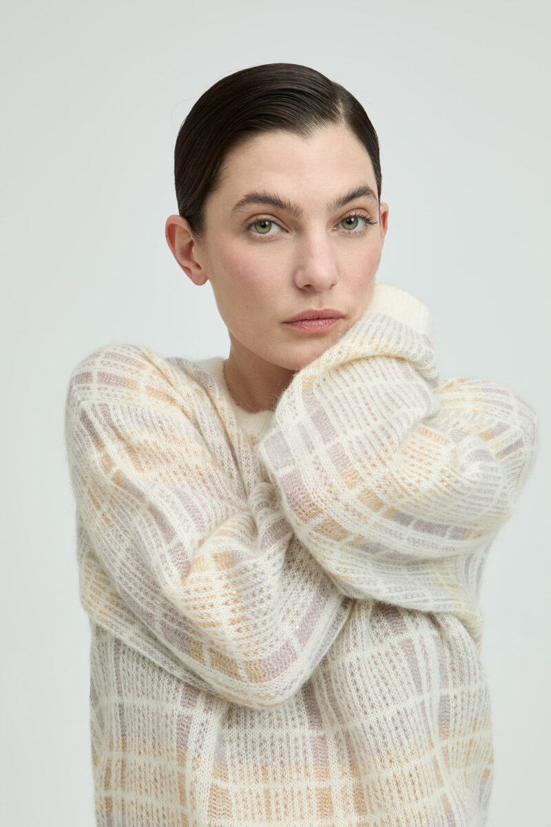 Xandres pull ruitenmotief beige - Afbeelding 4