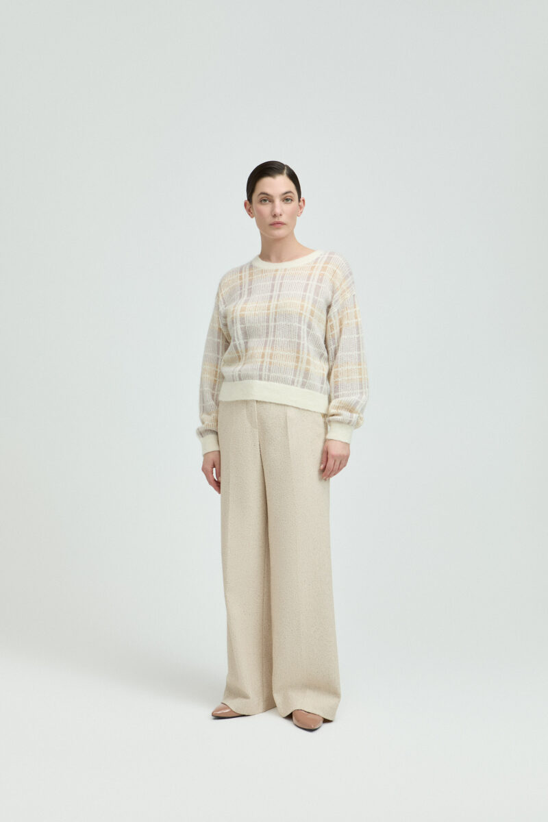 Xandres pull ruitenmotief beige - Afbeelding 2