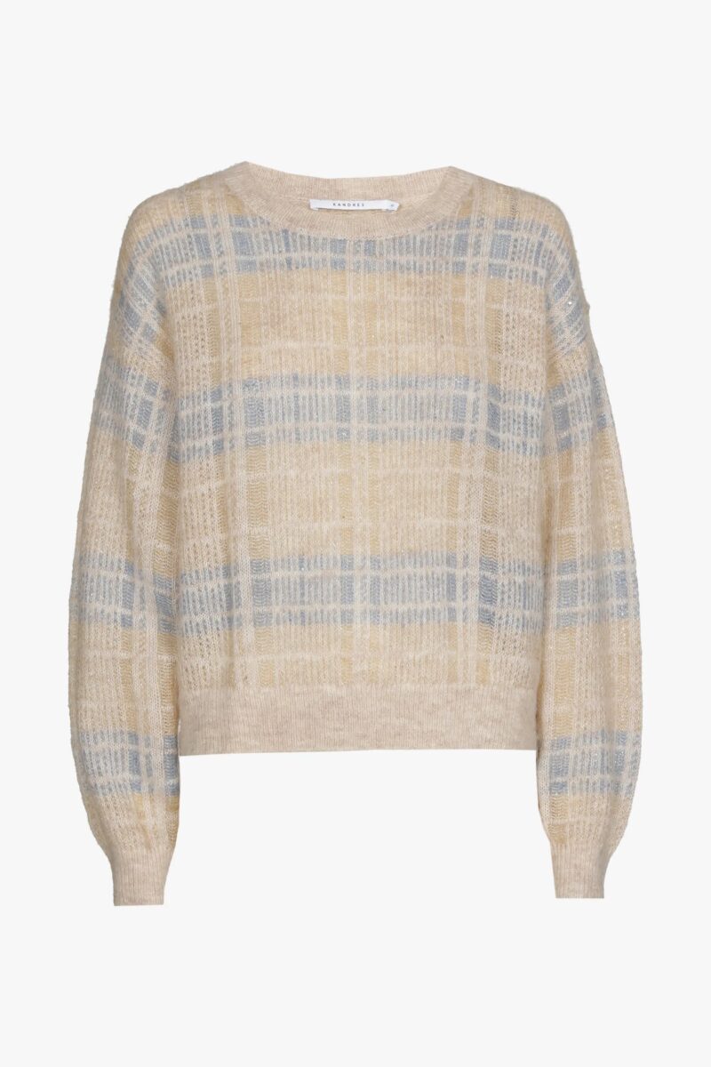 Xandres pull ruitenmotief blauw