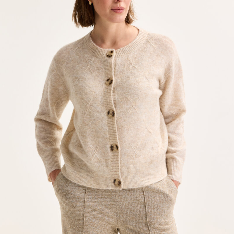 Mayerline cardigan in mêléejacquard met mohair