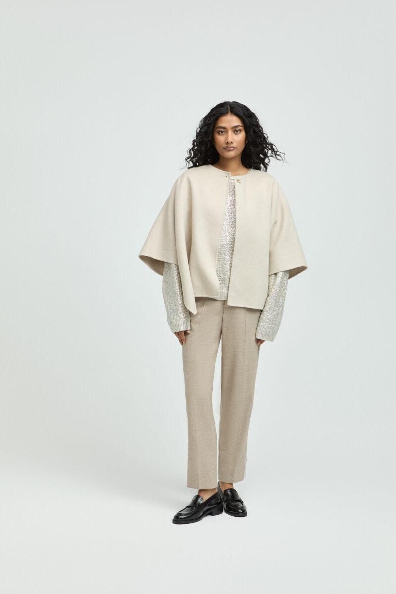 Xandres cape in double-face stof beige
