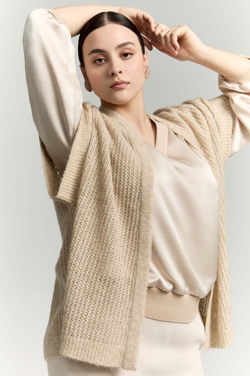 Xandres bloes beige satin humna - Afbeelding 2