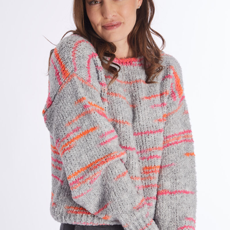 Comme Ca pull fuchsia lines
