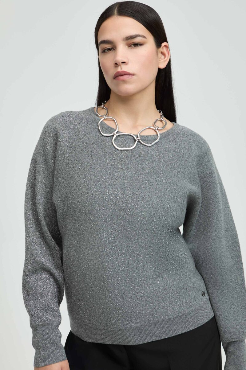 Xandres Lurex dégradé pull grijs