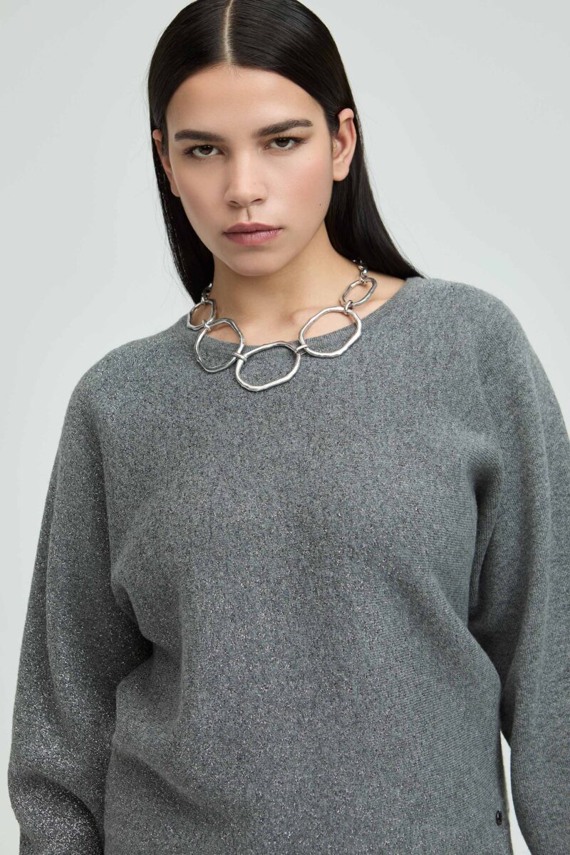 Xandres Lurex dégradé pull grijs - Afbeelding 2
