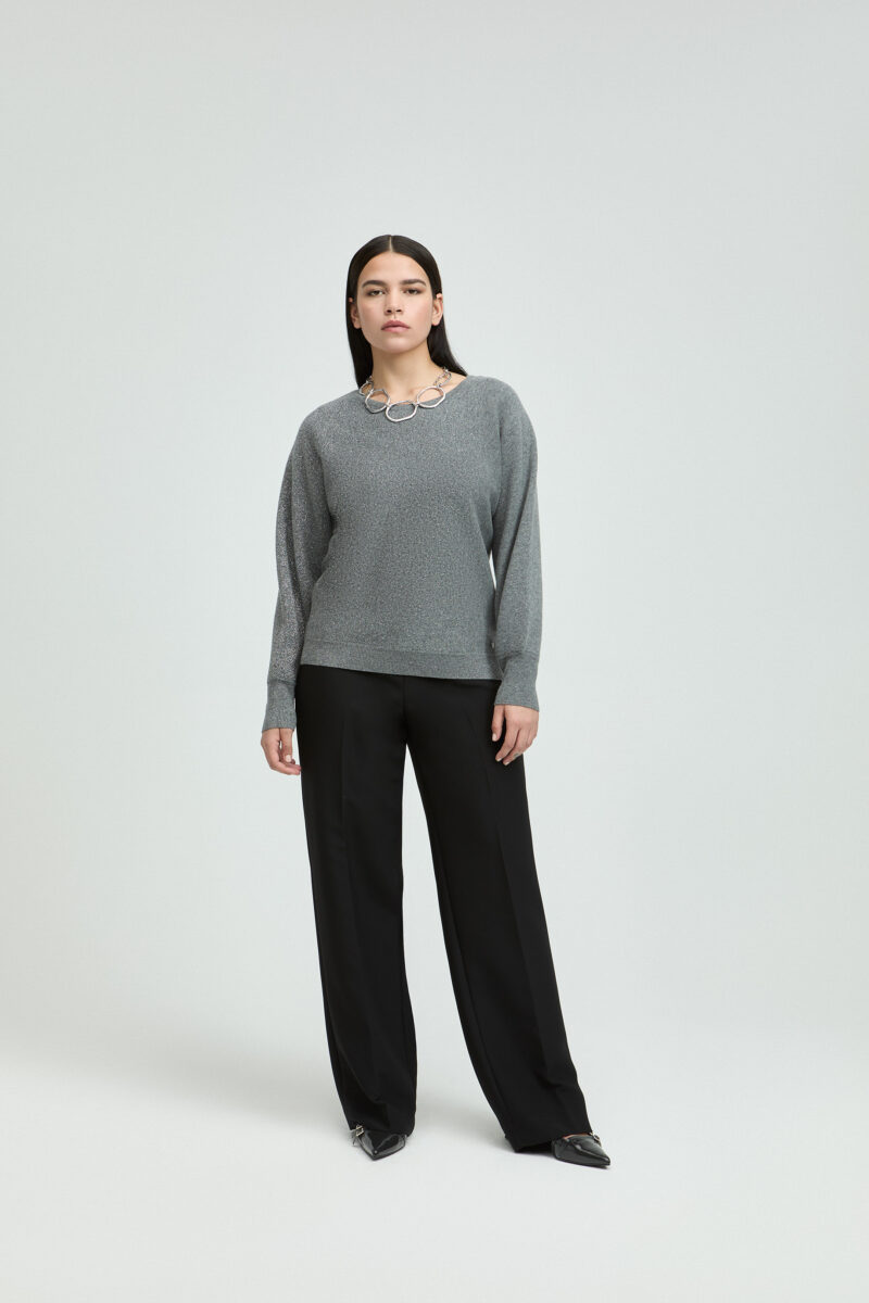 Xandres Lurex dégradé pull grijs - Afbeelding 3