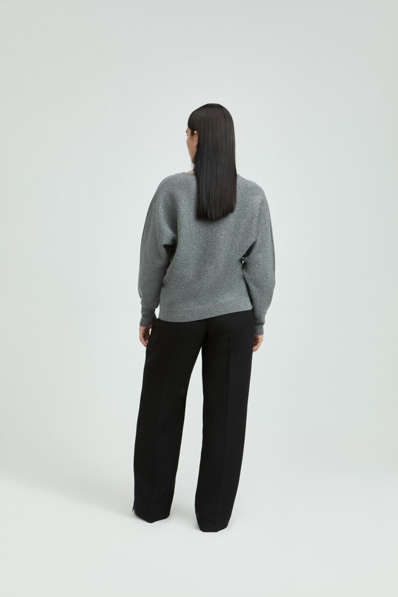 Xandres Lurex dégradé pull grijs - Afbeelding 4