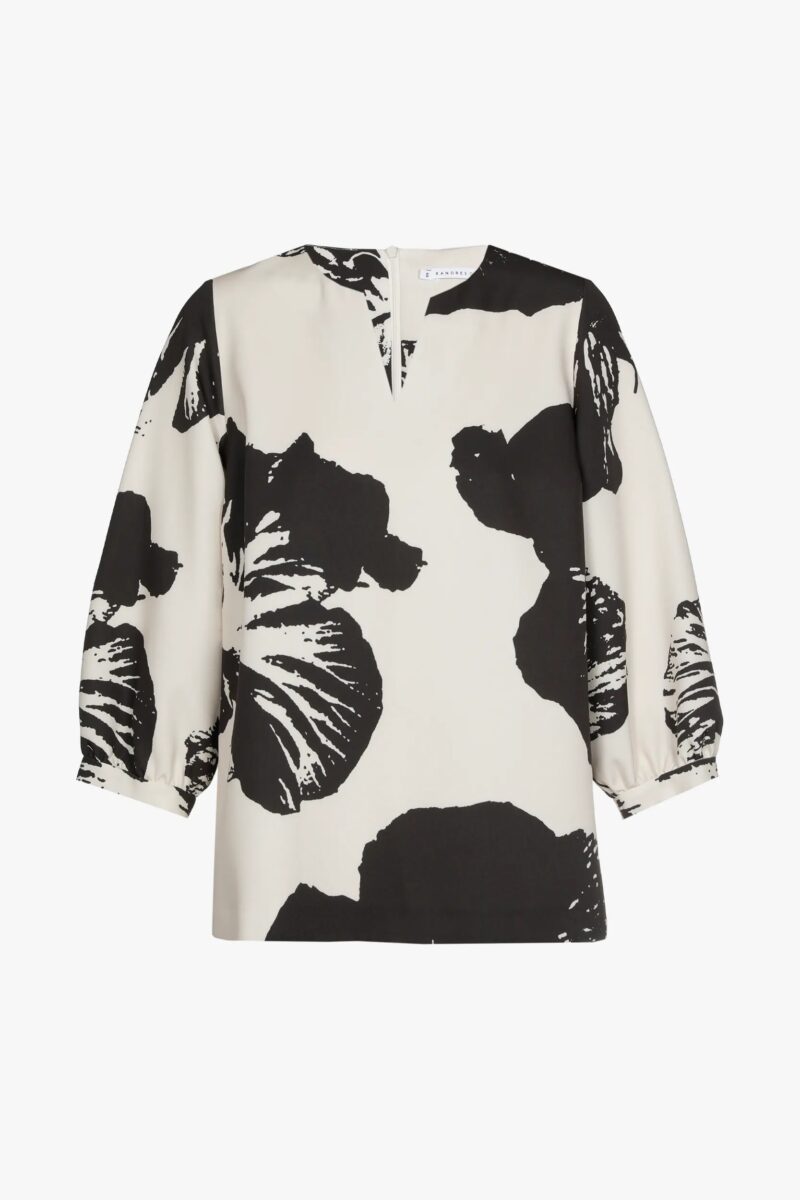 Xandres Blouse met pop-art bloemmotief zwart/wit