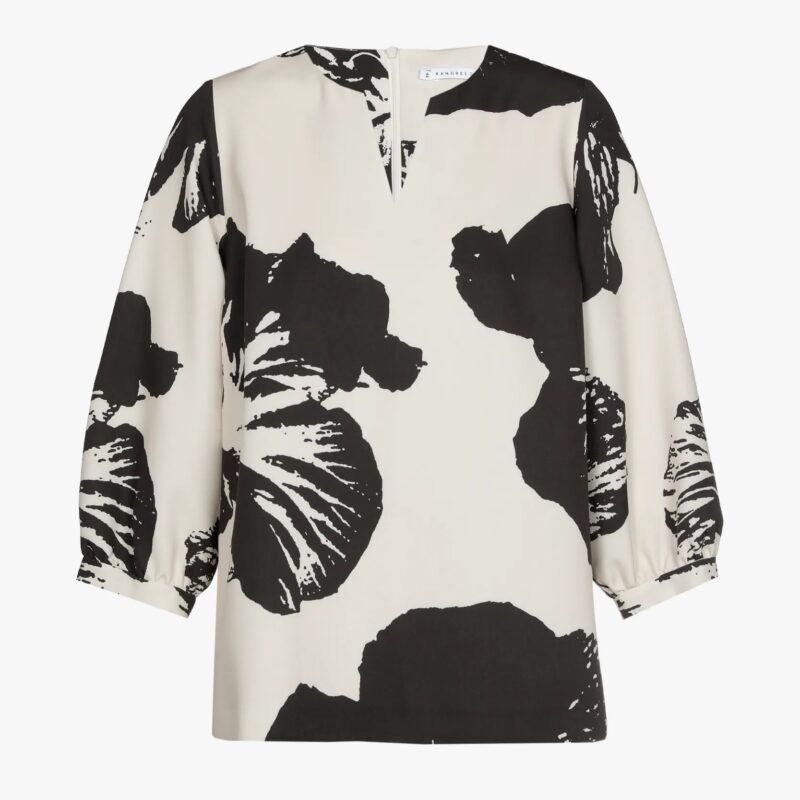 Xandres Blouse met pop-art bloemmotief zwart/wit