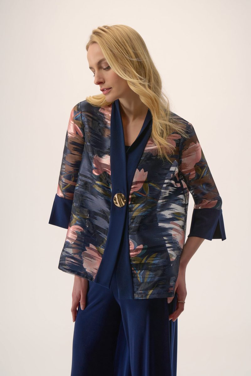 Joseph Ribkoff vest blauw/rose print
